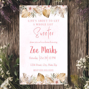 Pink Floral Pampas Shower Invitation