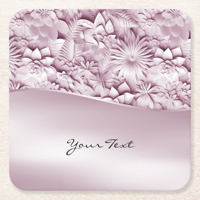 Pink Floral Paper Coaster (Front)