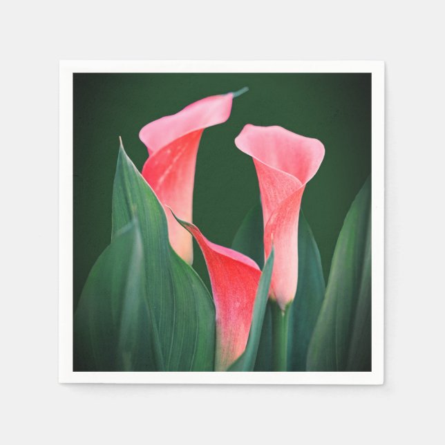 Pink Floral Paper Party Napkins (Front)