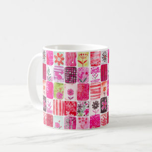 Pink Floral Patchwork Coffee Mug