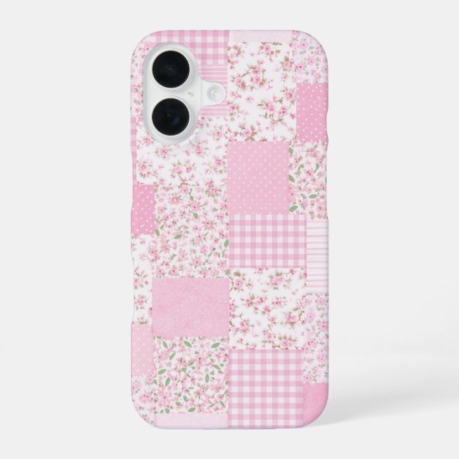 Pink Floral Patchwork Phone Case (Back)
