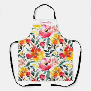 Pink Floral Pattern Apron