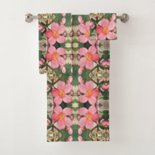 Pink Floral Pattern Bath Towel Set