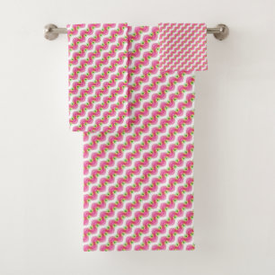 Pink floral pattern bath towel set