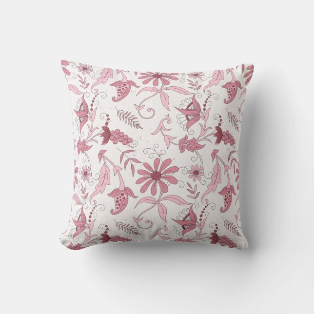Pink Floral Pattern Cushion (Front)