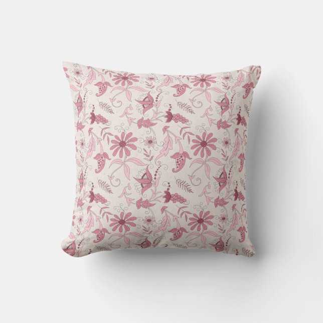 Pink Floral Pattern Cushion (Front)