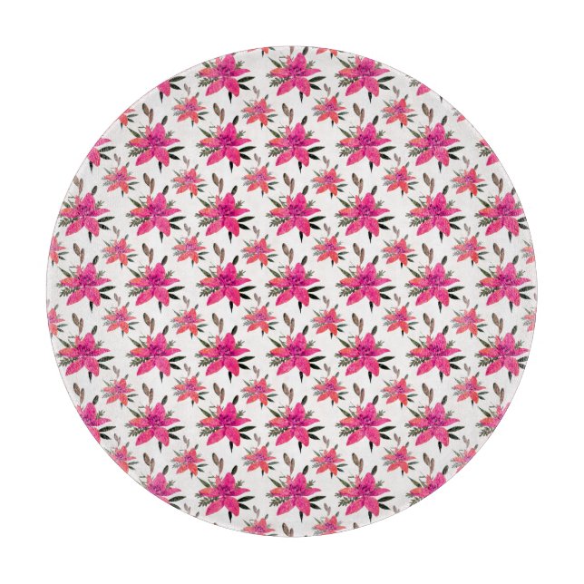 Pink Floral Pattern Design-29500 Cutting Board (Front)
