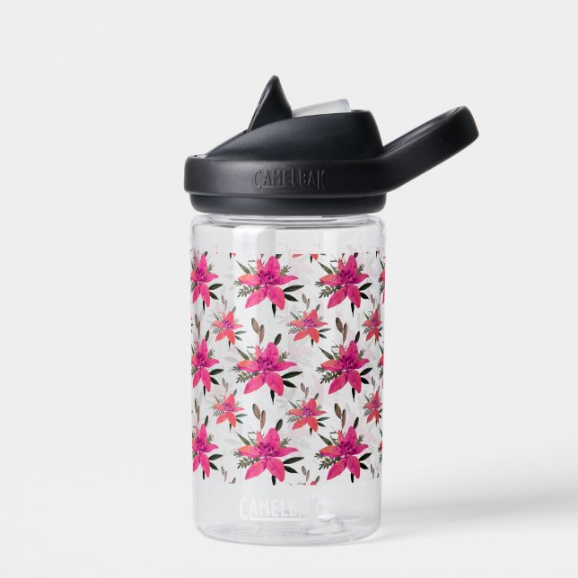 Pink Floral Pattern Design-29500 Water Bottle (Left)