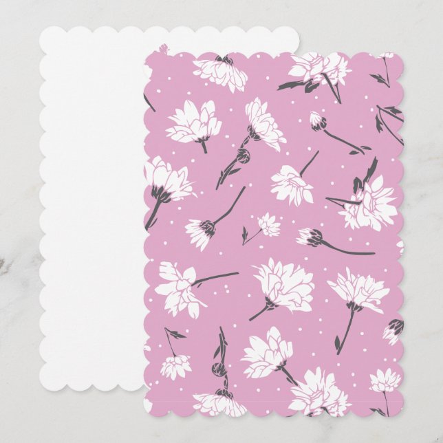 Pink Floral Pattern Design - Elegant Flower Art Holiday Card (Front/Back)