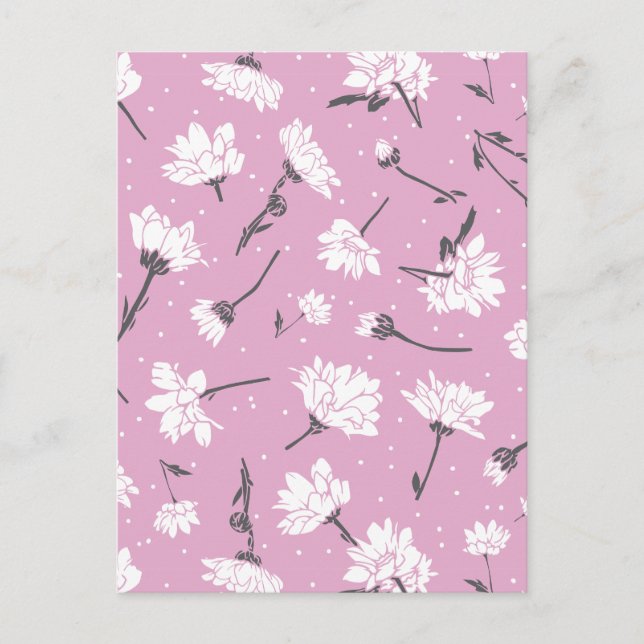 Pink Floral Pattern Design - Elegant Flower Art Postcard (Front)