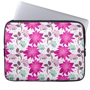 Pink floral pattern laptop sleeve