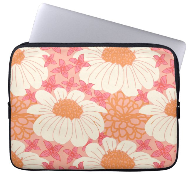 Pink Floral Pattern Laptop Sleeve (Front)