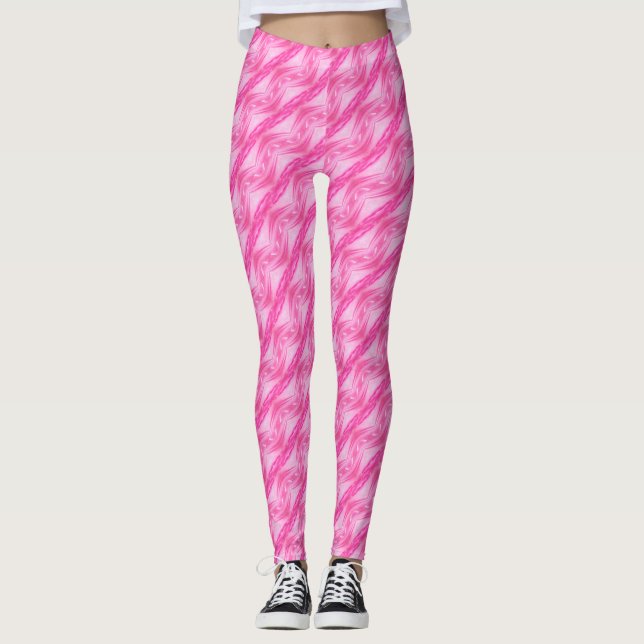 Pink floral pattern leggings (Front)