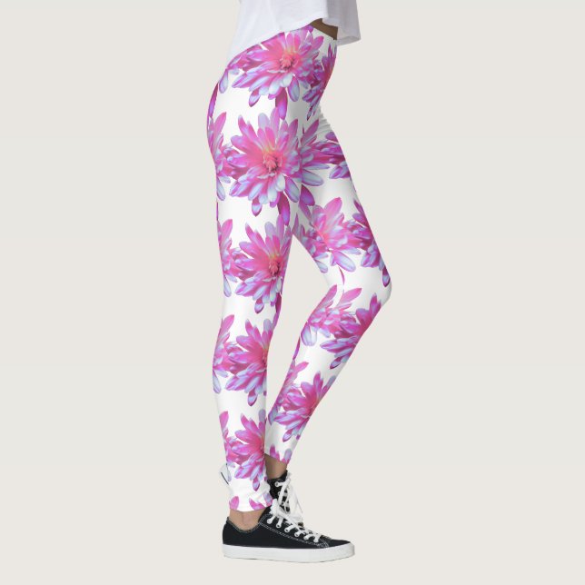 Pink floral pattern Pink Daisies Leggings (Right)