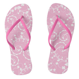 pink floral pattern thongs