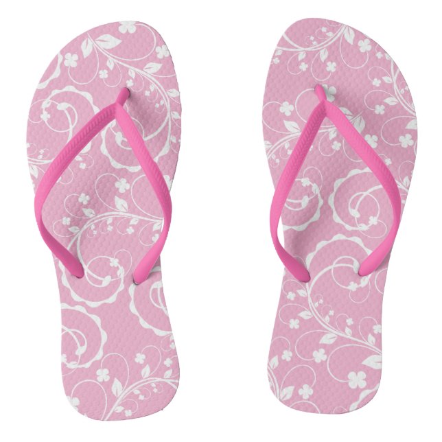 pink floral pattern thongs (Footbed)