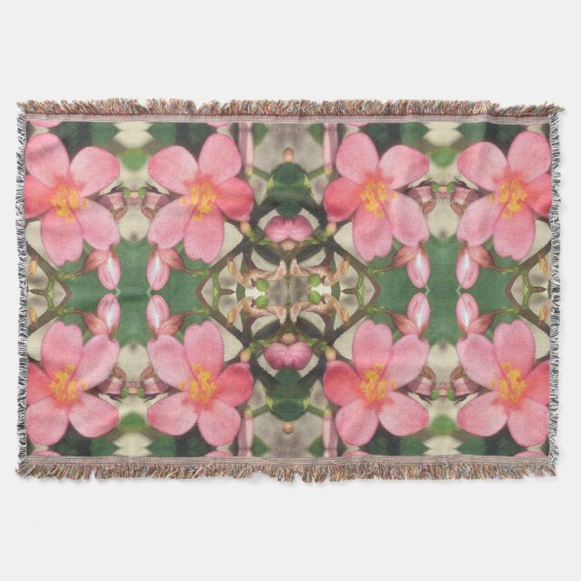 Pink Floral Pattern Throw Blanket (Front)