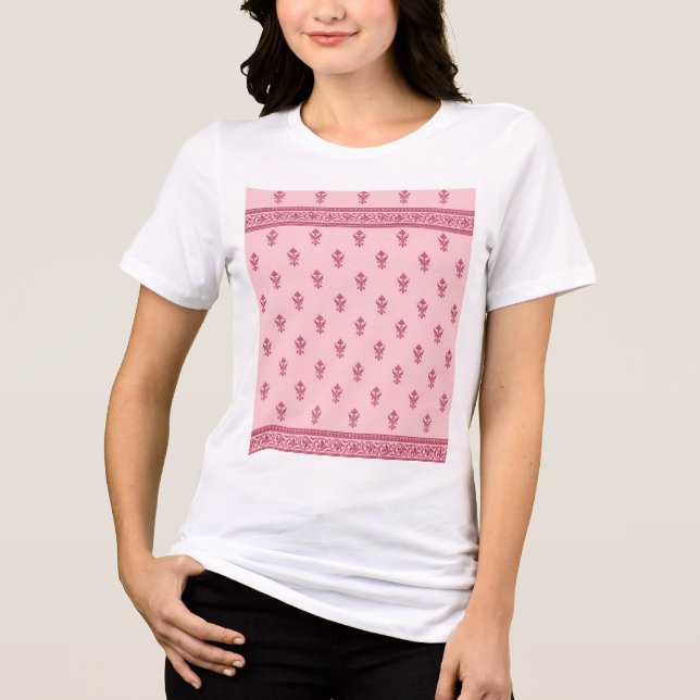 Pink Floral Pattern Tri-Blend Shirt (Front)