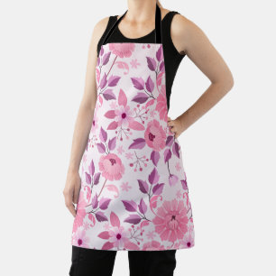 Pink Floral Pattern with Elegant Blossoms Apron