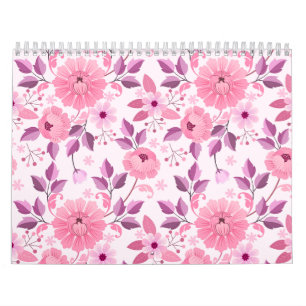 Pink Floral Pattern with Elegant Blossoms Calendar