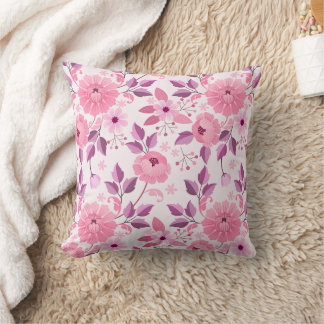 Pink Floral Pattern  with Elegant Blossoms Cushion
