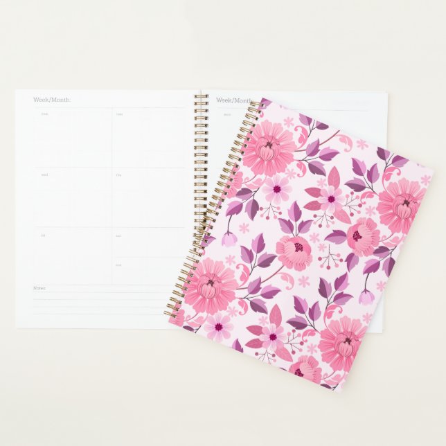 Pink Floral Pattern with Elegant Blossoms Planner (Display)