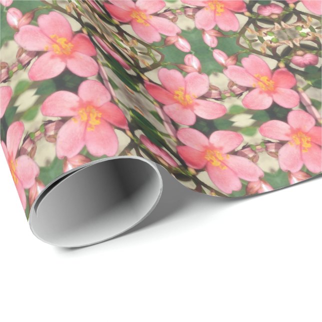 Pink Floral Pattern Wrapping Paper (Roll Corner)