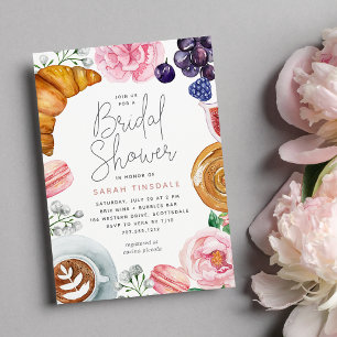 Pink Floral Peony Bridal Shower Brunch Invitation