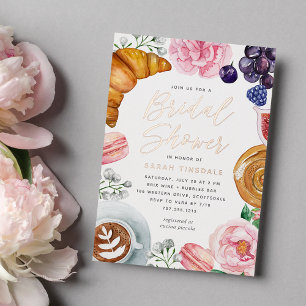 Pink Floral Peony Bridal Shower Brunch Rose Gold