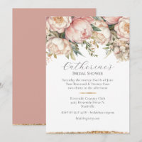 Pink Floral Peony Gold Bridal Shower
