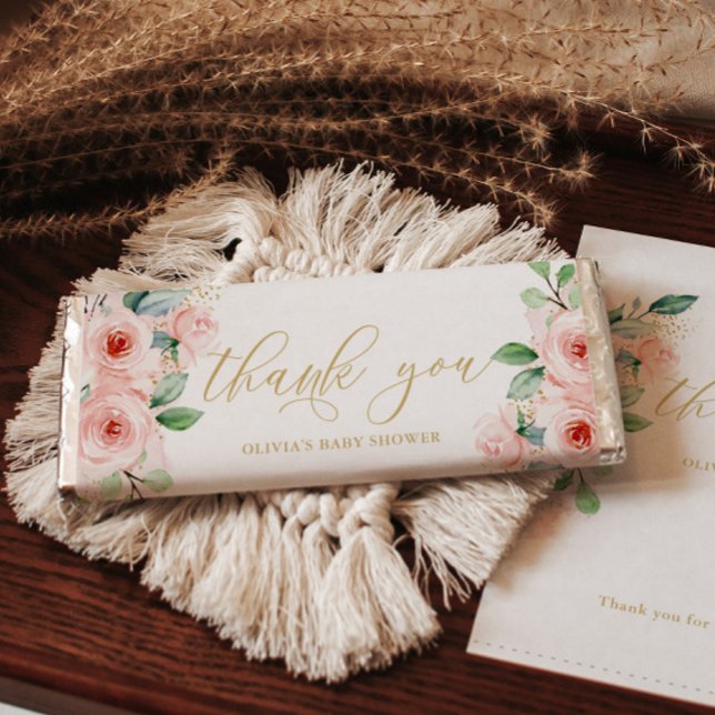 Pink Floral Personalised Candy Bar Wrapper (Creator Uploaded)