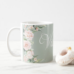 Pink Floral Personalised  Coffee Mug
