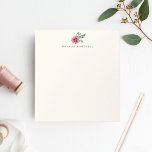 Pink Floral Personalised Cream Notepad<br><div class="desc">Notepad features a pink pansy flower and green botanical accents in soft, pretty watercolors, on an elegant ecru background. Add a name, monogram or message in coordinating dark hunter green lettering. To maintain the unique look of the sample text shown, use one space between letters and three spaces between words....</div>