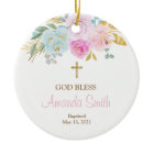 Pink Floral Personalised Girl Baptism Ornament