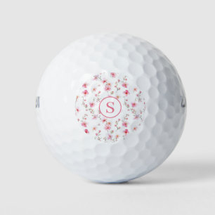Pink Floral Personalised  Golf Balls