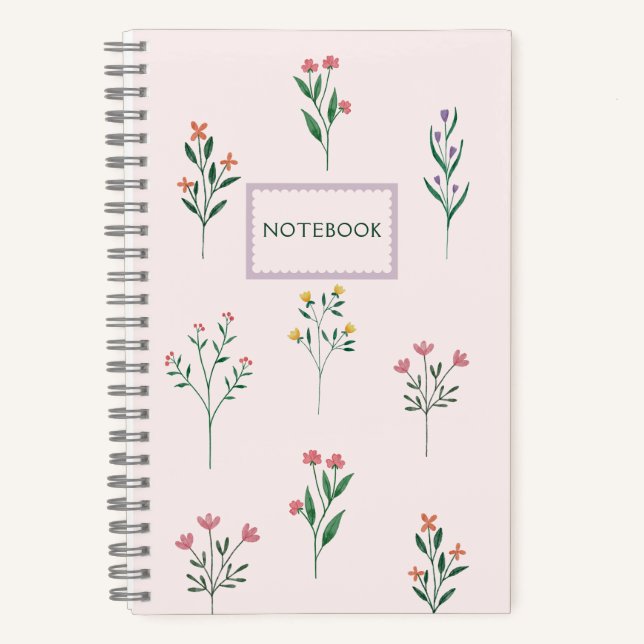 Pink floral personalised notebook (Front)