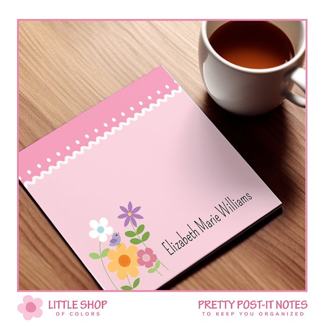 Pink Floral Personalised Post-it Notes (Creator Uploaded)
