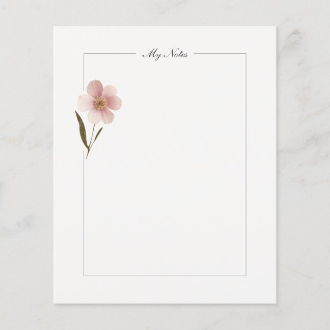 Pink Floral Personalised Stationery Note Card (Front)