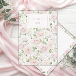 Pink Floral Personalised Vintage  Thank You Card