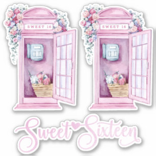 Pink Floral Phone Booth   Sweet 16