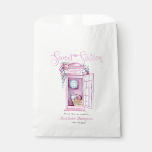 Pink Floral Phone Booth Sweet 16 Favour Bag