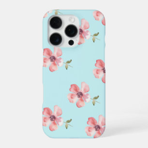 Pink Floral Phone Case – Blue Pastel Pattern