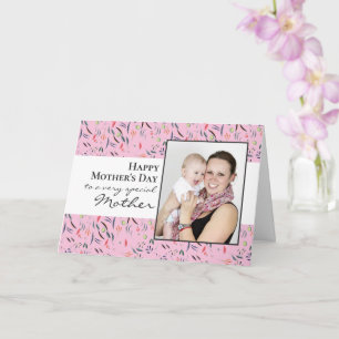 Pink Floral Photo Happy Mothers Day Card