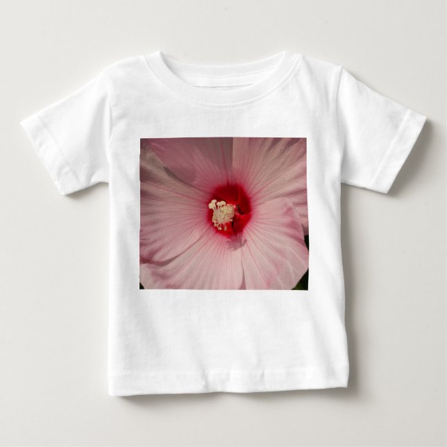 Pink Floral Photo Hibiscus Toddler Ruffle Tee (Front)