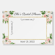 Pink Floral Photo Prop Frame, Selfie Frame Board