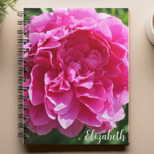 Pink Floral Photography Elegant Peony Custom Notebook