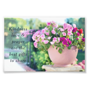 Pink Floral Photography Kindness Quote Photo Print
