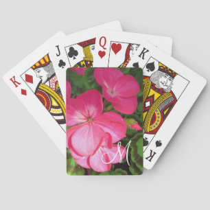 Pink Floral Photography Monogram Playing Cards