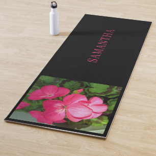 Pink Floral Photography Name Yoga Mat