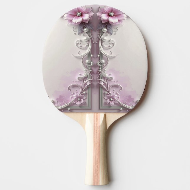 Pink Floral Ping Pong Paddle (Front)